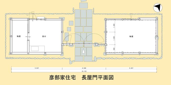 図:彦部家住宅 長屋門平面図
