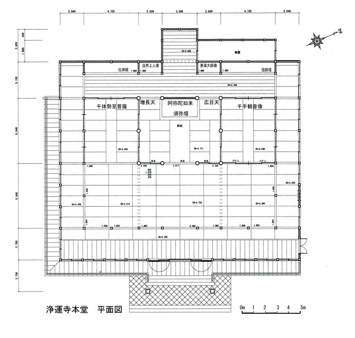 図:浄運寺本堂 平面図(群馬県近世社寺総合調査報告書寺院編より)