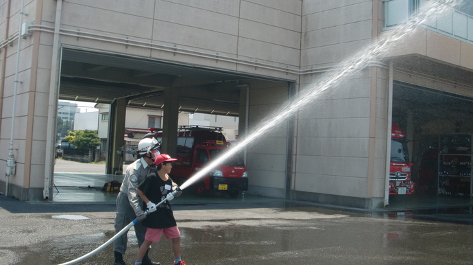 写真:放水体験