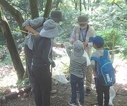 写真:親子で虫取り