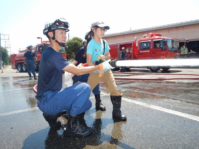 写真:放水体験