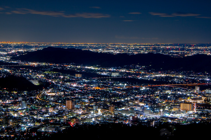 写真:吾妻山から見る桐生市の夜景